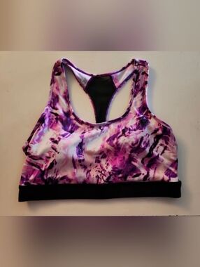 RISE by LuLaRoe Purple Pink Tie Dye Sports Bra SOFT Racerback XL